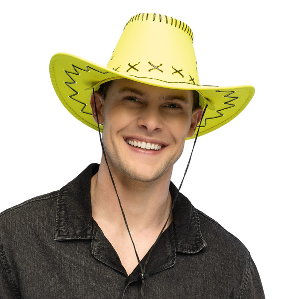 Sombrero de Vaquero Savanne de color Amarillo Neón para Adulto