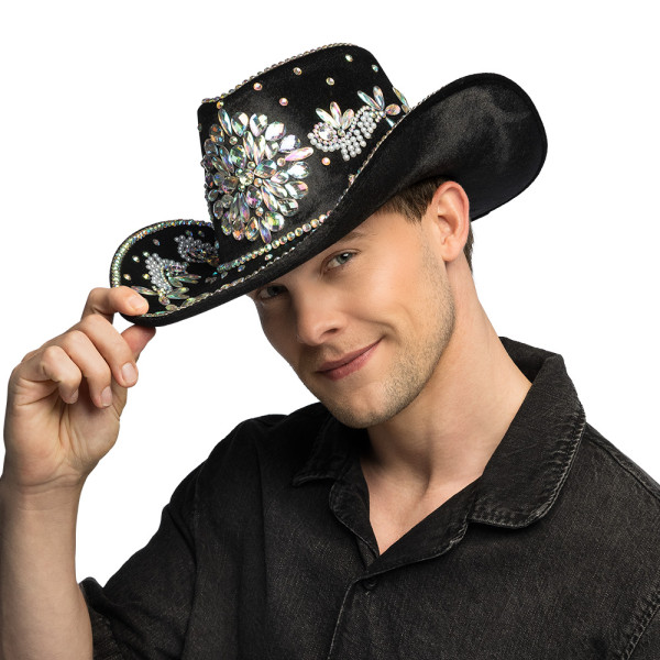Sombrero de Vaquero Cristal de color Negro para Adulto
