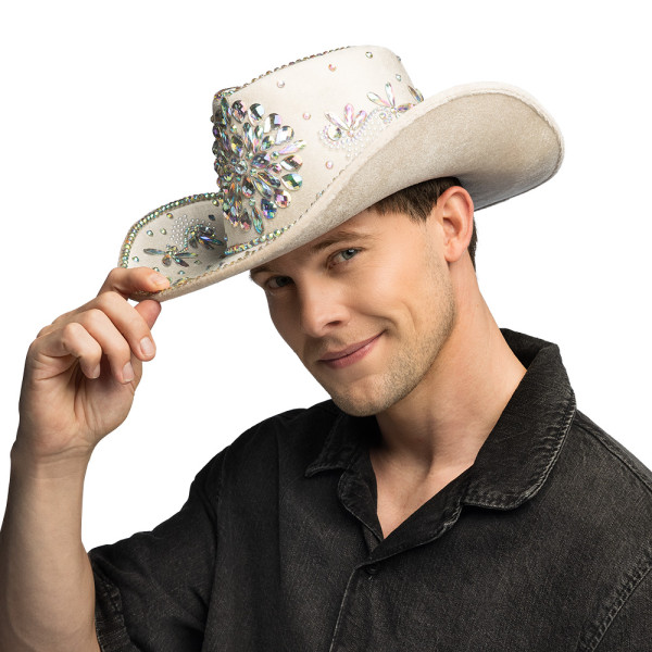 Sombrero de Vaquero Cristal de color Beige para Adulto