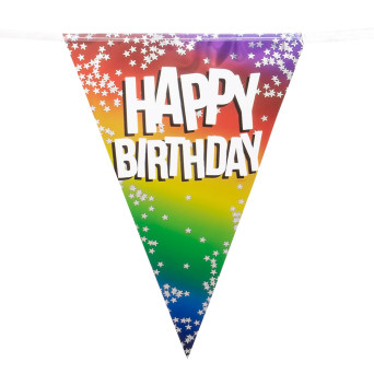 Guirnalda de Banderines de Happy Birthday Rainbow de 6 Metros