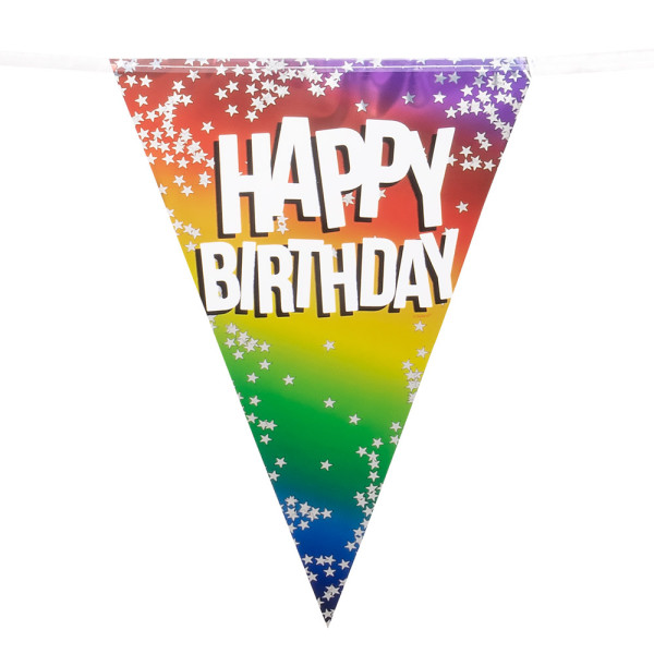 Guirnalda de Banderines de Happy Birthday Rainbow de 6 Metros