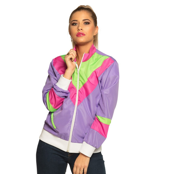 Chaqueta de Deportista Retro de color Púrpura Neón para Adulto