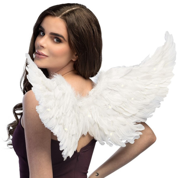 Alas de Plumas de color Blanco de 80 x 37 Centímetros con Luz