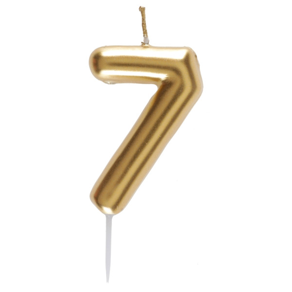Vela de Cumpleaños Número 7 de 9 Centímetros de color Oro