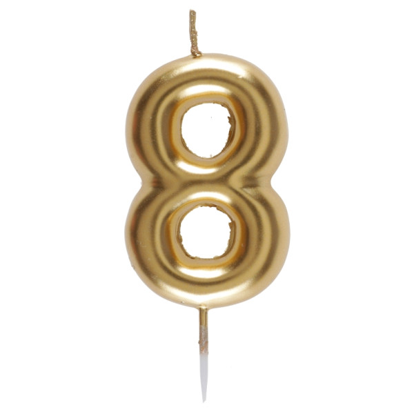 Vela de Cumpleaños Número 8 de 9 Centímetros de color Oro