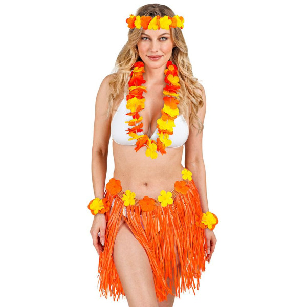 Set de Hawaiano de color Naranja para Adulto