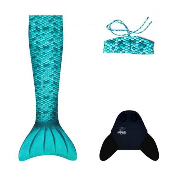 Cola de Sirena de color Turquesa con Bikini Infantil