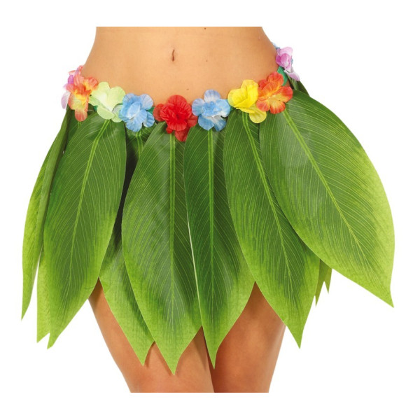 Falda Hawaiana con Hojas de 38 Centímetros para Adulto