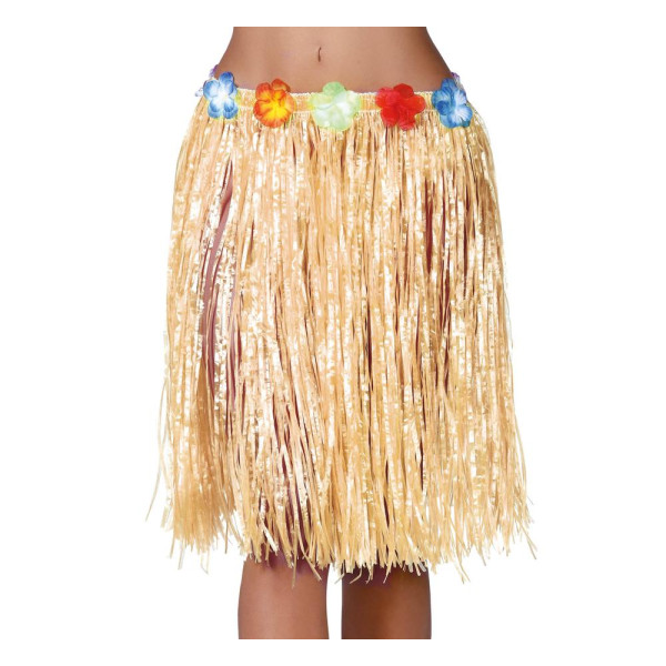 Falda Hawaiana de 55 Centímetros de color Paja para Adulto