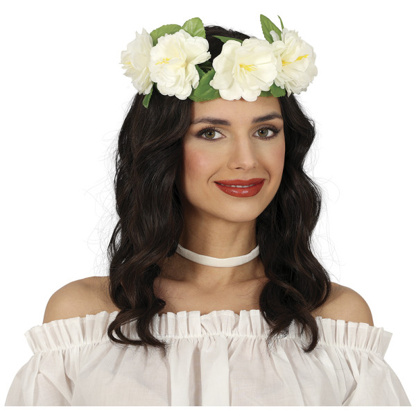 Corona de Flores de color Blanco de 20 Centímetros para Adulto