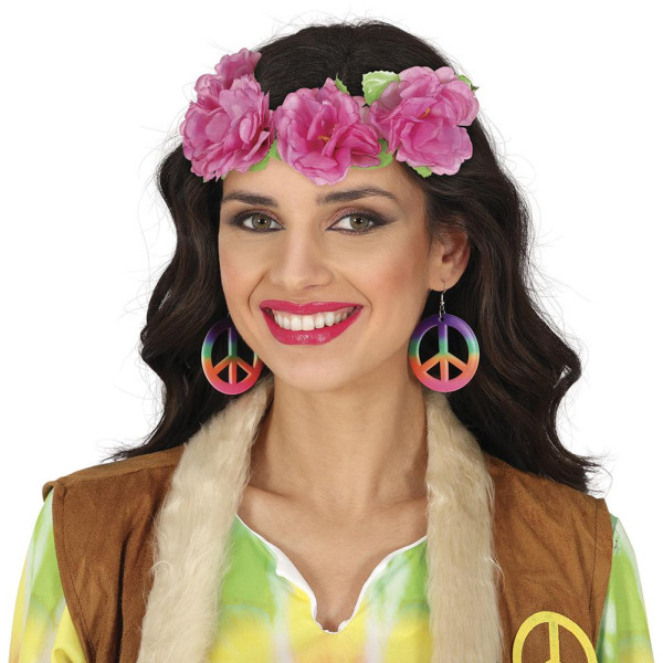 Corona de Flores de color Rosa de 20 Centímetros para Adulto