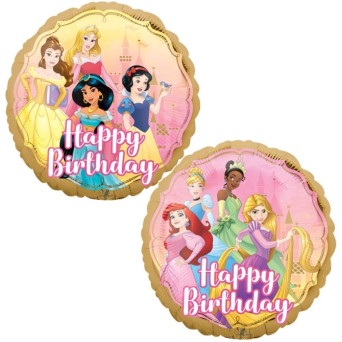Globo Foil de Happy Birthday Princesas Disney de 45 Centímetros