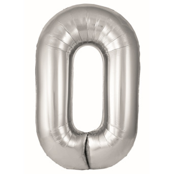 Globo Foil de Número 0 de 86 Centímetros de color Plata