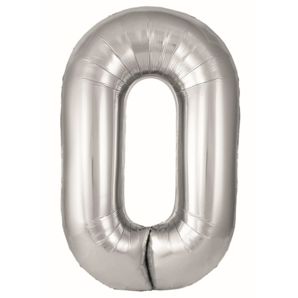 Globo Foil de Número 0 de 86 Centímetros de color Plata