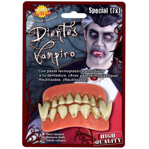 Dientes de Vampiro con Pasta Termoplástica Amoldable para Adulto