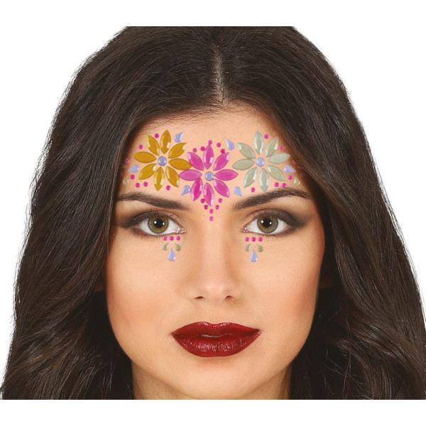 Gema Facial Adhesiva de Flores Neón