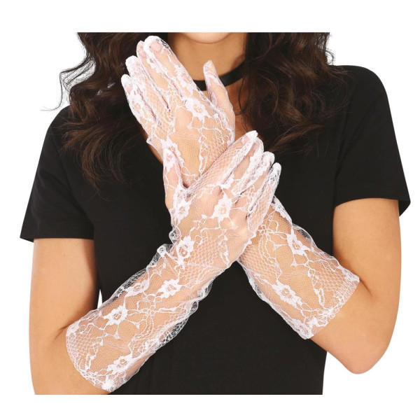 Guantes Calados de color Blanco de 38 Centímetros para Adulto