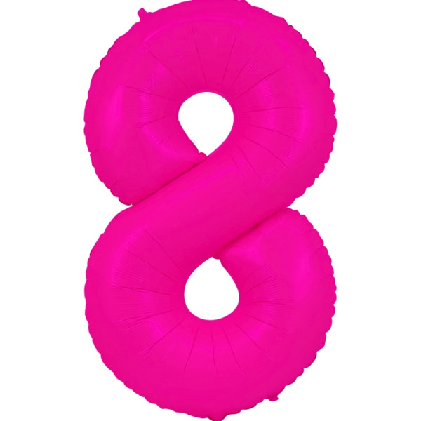 Globo Foil de Número 8 de 86 Centímetros de color Rosa Flúor