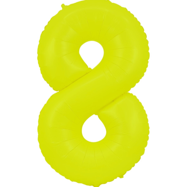 Globo Foil de Número 8 de 86 Centímetros de color Amarillo Flúor