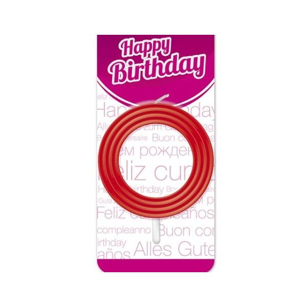 Vela Cumpleaños de Número 0 Espiral de color Rojo