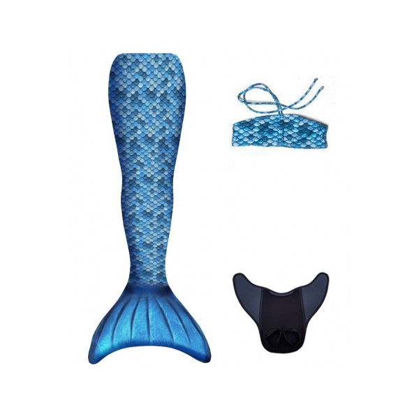 Cola de Sirena de color Azul con Bikini para Adulto