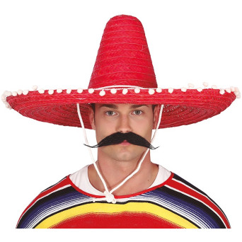 Sombrero de Mexicano de 60 Centímetros de color Rojo para Adulto