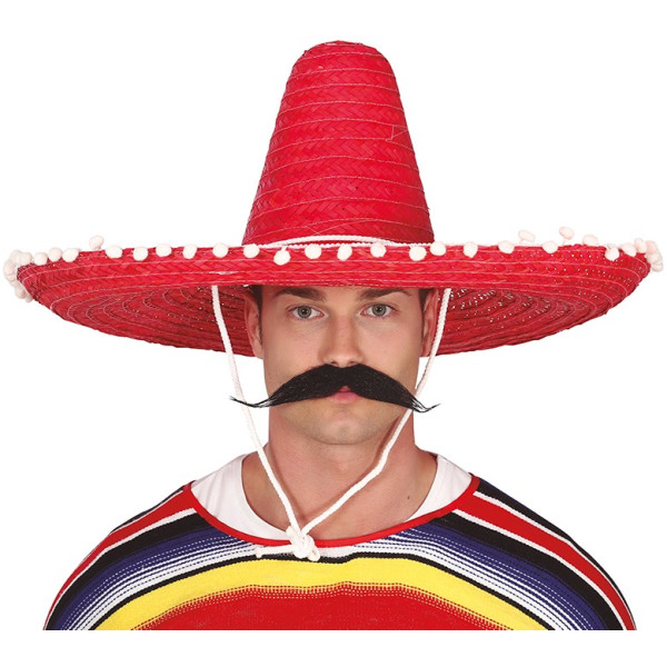 Sombrero de Mexicano de 60 Centímetros de color Rojo para Adulto