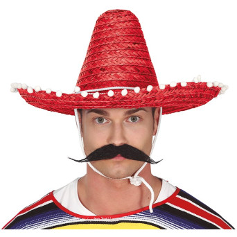 Sombrero de Mexicano de 45 Centímetros de color Rojo para Adulto