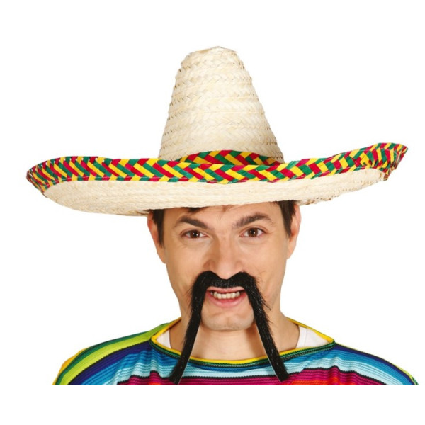 Sombrero de Mexicano Decorado de 50 Centímetros de color Paja para Adulto