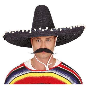 Sombrero de Mexicano de 60 Centímetros de color Negro para Adulto
