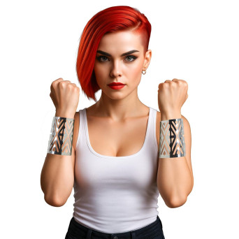 Brazalete de Futurista 2 Unidades de color Plata para Adulto