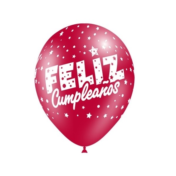 Globo Látex de Feliz Cumpleaños 50 Unidades R12 de 30 Centímetros 100% Biodegradable