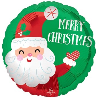 Globo Foil de Merry Christmas Santa de 45 Centímetros