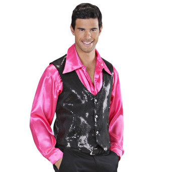 Chaleco de color Negro con Lentejuelas para Adulto