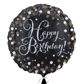Globo Foil de Happy Birthday de 45 Centímetros de color Negro