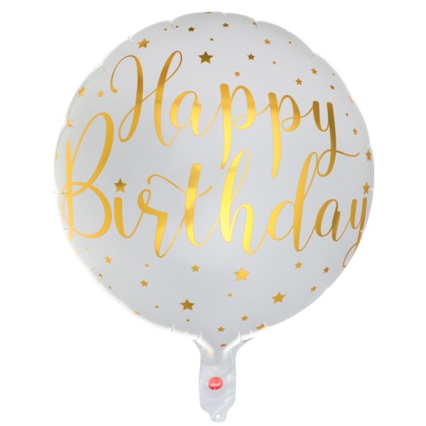 Globo Foil de Happy Birthday Blanco de 45 Centímetros