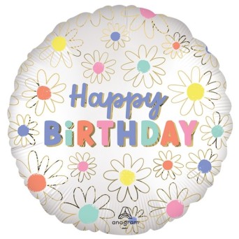 Globo Foil de Happy Birthday Margaritas de 45 Centímetros