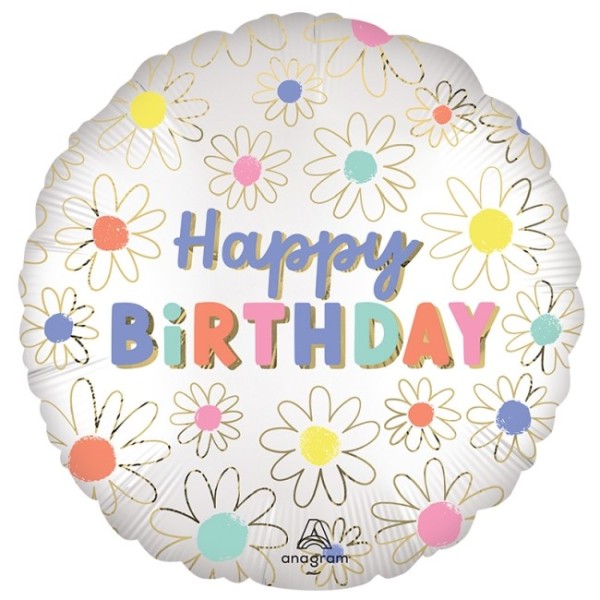 Globo Foil de Happy Birthday Margaritas de 45 Centímetros
