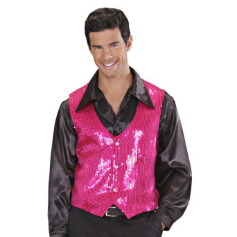 Chaleco de Lentejuelas de color Rosa para Adulto