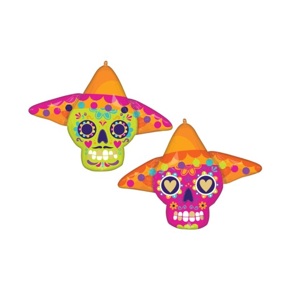 Globo Foil de Calavera del Día de los Muertos Mexicano de 86 x 63 Centímetros