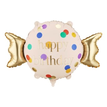 Globo Foil de Happy Birthday Caramelo de 61 x 37 Centímetros