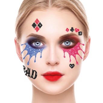 Tatuaje de Loca Peligrosa Glitter para la Cara