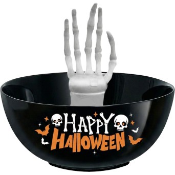 Bol de Happy Halloween de 25 Centímetros con Mano de Esqueleto
