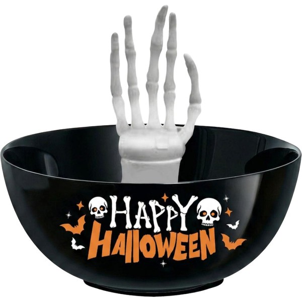 Bol de Happy Halloween de 25 Centímetros con Mano de Esqueleto