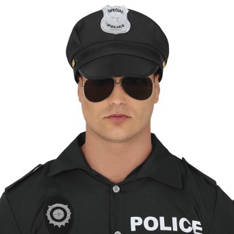 Gorra de Policía de color Negro para Adulto