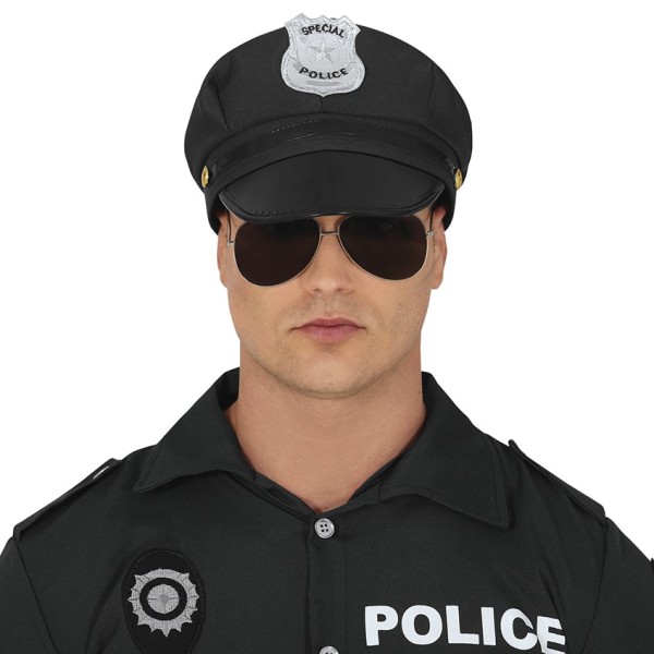 Gorra de Policía de color Negro para Adulto
