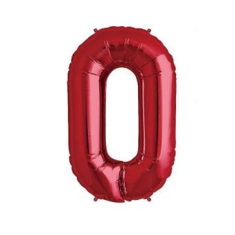 Globo Foil de Número 0 de 100 Centímetros de color Rojo