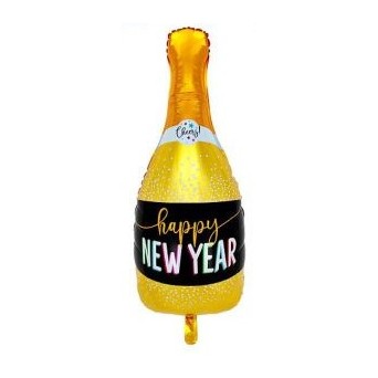 Globo Foil de Botella Happy New Year de 83 Centímetros de color Oro