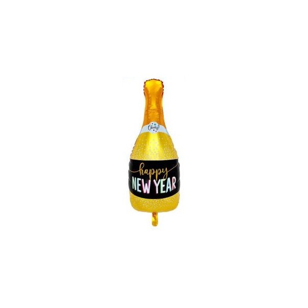 Globo Foil de Botella Happy New Year de 83 Centímetros de color Oro