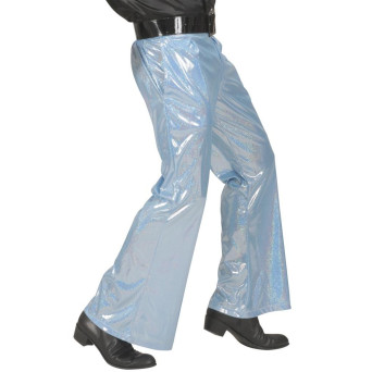 Pantalón Holográfico de Campana de color Azul para Adulto